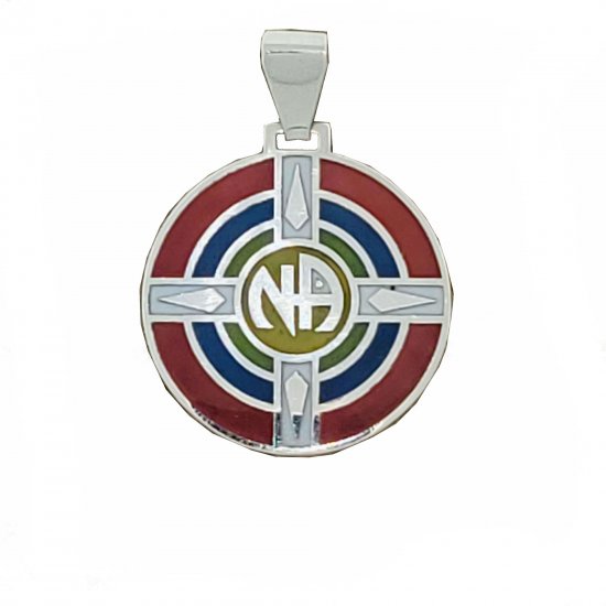 (image for) Silver NA Medicine Wheel Pendant with Inspirational Message - Click Image to Close