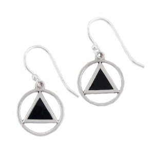 (image for) 1/2" Onyx Inlay AA Symbol Earrings