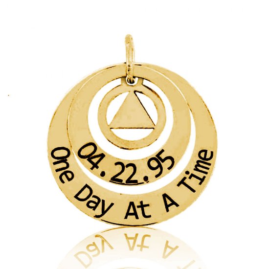 (image for) Gold AA Pendant with Symbol, Date and Slogan - Click Image to Close