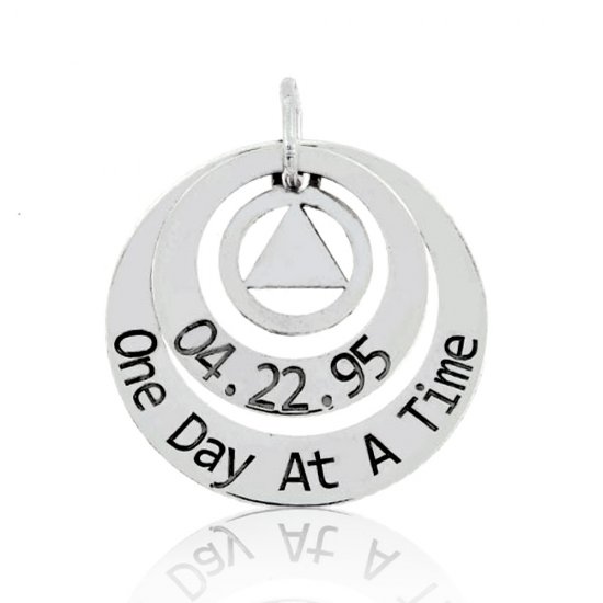 (image for) Silver AA Pendant with Symbol, Date and Slogan - Click Image to Close