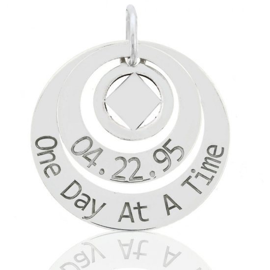 (image for) Silver NA Pendant with Custom Date and Slogan - Click Image to Close