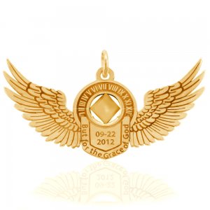 (image for) Gold Angel Wings AA Pendant with Engraving