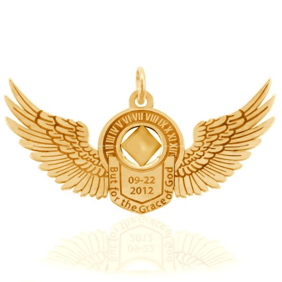 (image for) Gold Angel Wings AA Pendant with Engraving - Click Image to Close