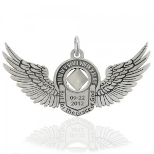 (image for) Silver Angel Wings NA Pendant with Custom Engraving