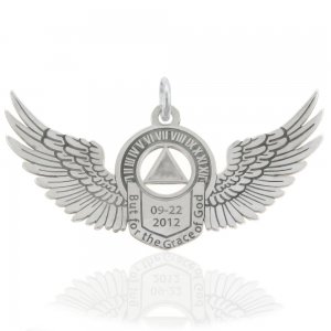 (image for) Silver Angel Wings AA Pendant with Custom Engraving