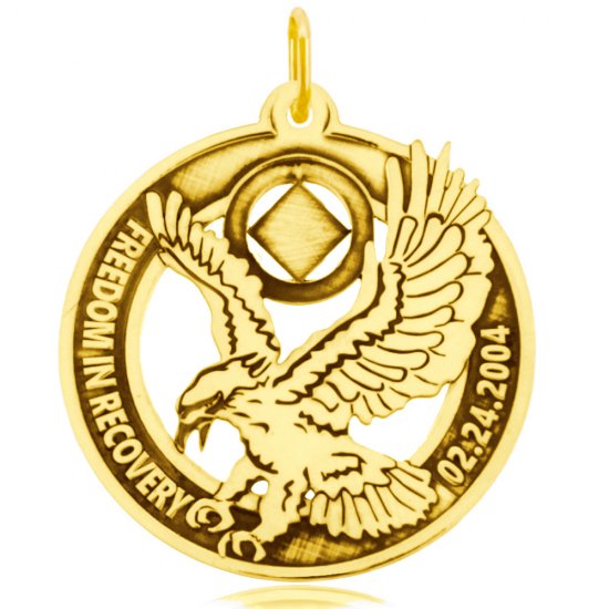 (image for) Gold Eagle NA Pendant with Custom Engraving - Click Image to Close