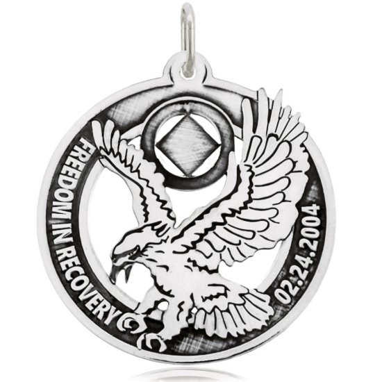 (image for) Silver NA Eagle Pendant with Custom Date - Click Image to Close