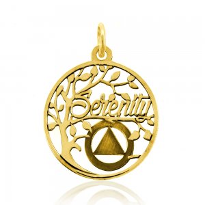 (image for) Gold AA Serenity Tree Pendant with Slogan