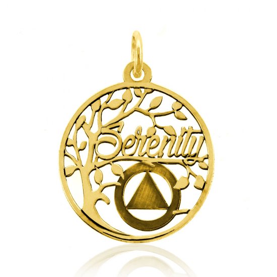 (image for) Gold AA Serenity Tree Pendant with Slogan - Click Image to Close