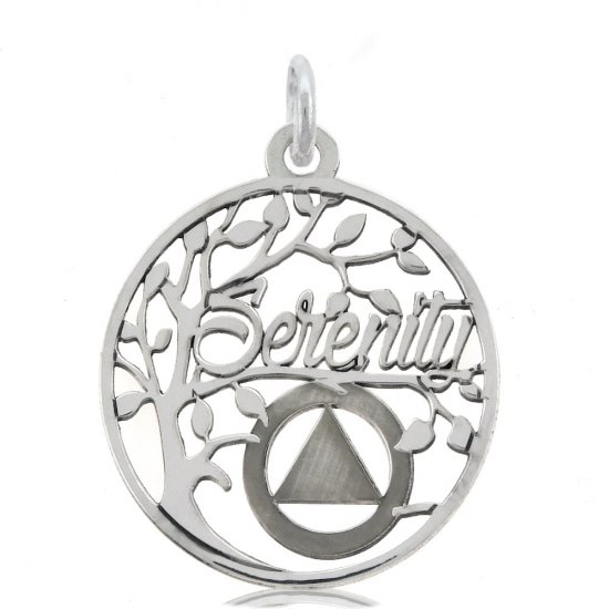 (image for) Silver AA Serenity Tree Slogan Pendant - Click Image to Close