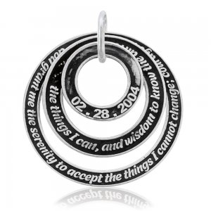 (image for) Silver AA Serenity Prayer Circles Pendant with Date