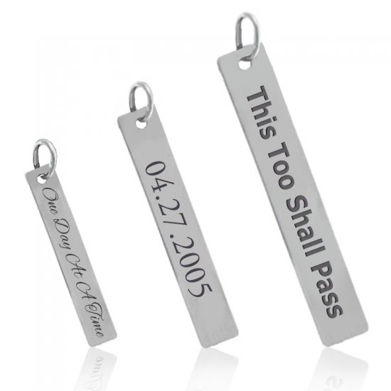 (image for) Silver Personalized Vertical Bar Style Pendant - Click Image to Close