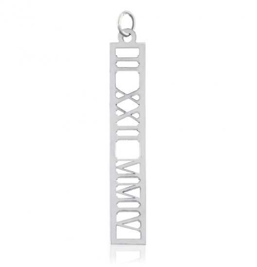 (image for) Silver Roman Numeral Custom Date Pendant - Click Image to Close