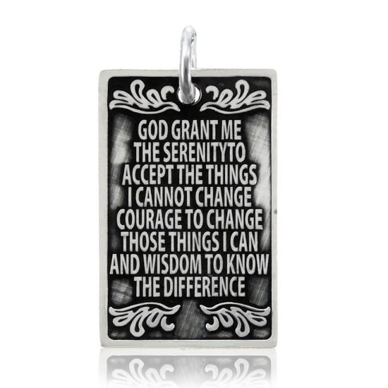 (image for) Silver Serenity Prayer Tag Pendant - Click Image to Close