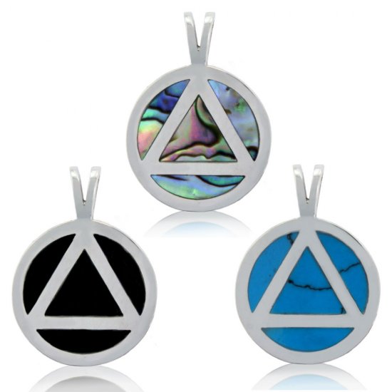 (image for) Silver AA Pendant with Stone Inlay - Click Image to Close