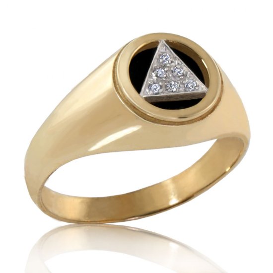 (image for) Gold AA Ring with Diamond and Onyx - Click Image to Close