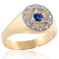 (image for) Gold Men's AA Ring with Diamonds & Center Stone