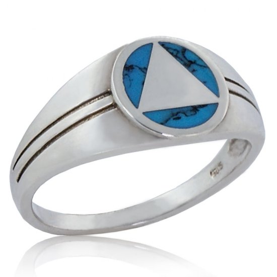 (image for) Silver Men's AA Ring with Turquoise Inlay - Click Image to Close