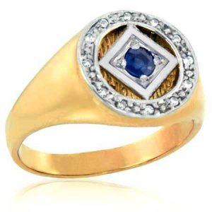 (image for) Men's Gold NA Ring with Diamonds & Center Stone