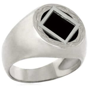 (image for) Men's Silver Detailed NA Ring with Onyx