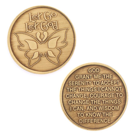 (image for) Let Go Let God Butterfly Serenity Prayer Medallion - Click Image to Close