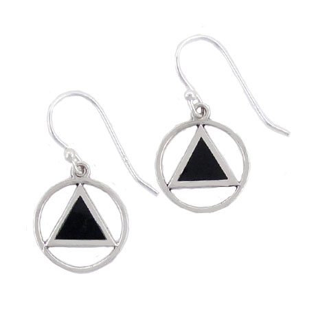 (image for) 1/2" Onyx Inlay AA Symbol Earrings - Click Image to Close