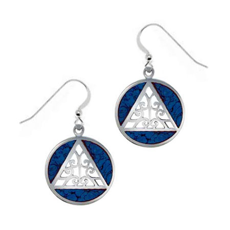 (image for) Turquoise Inlay AA Symbol Earrings - Click Image to Close