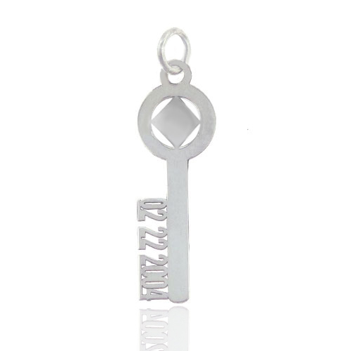 (image for) Silver NA Key Pendant with Custom Date - Click Image to Close