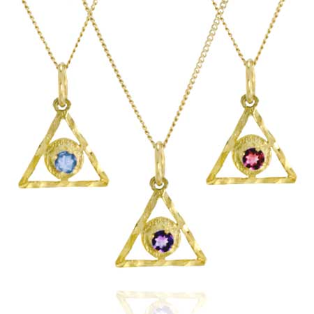 (image for) 9/16" Diamond Cut Gold Alanon Pendant with Birthstone - Click Image to Close