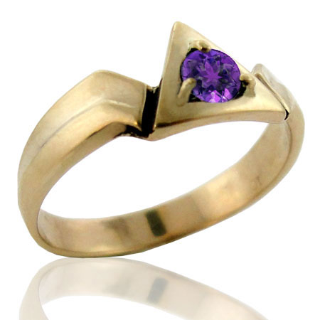 (image for) Woman's 10K Gold Alanon Ring with Amethyst Stone - Click Image to Close