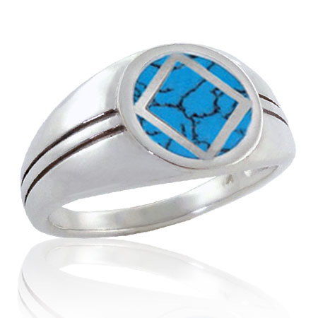 (image for) Silver NA Ring with Turquoise Inlay - Click Image to Close