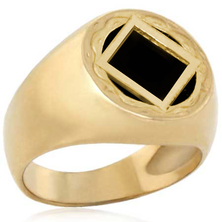 (image for) Men's Gold Detailed NA Ring with Onyx - Click Image to Close